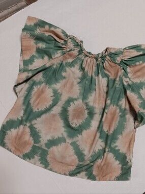 ULLA JOHNSON Kaya 100% cotton flutter sleeve top, size 0